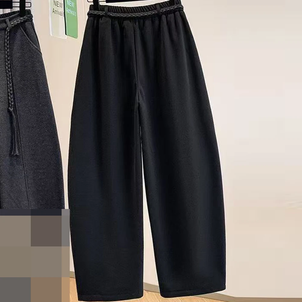 Suit wide-leg pants women's 2025 autumn and winter new gray pants woolen straight mopping scimitar casual trousers