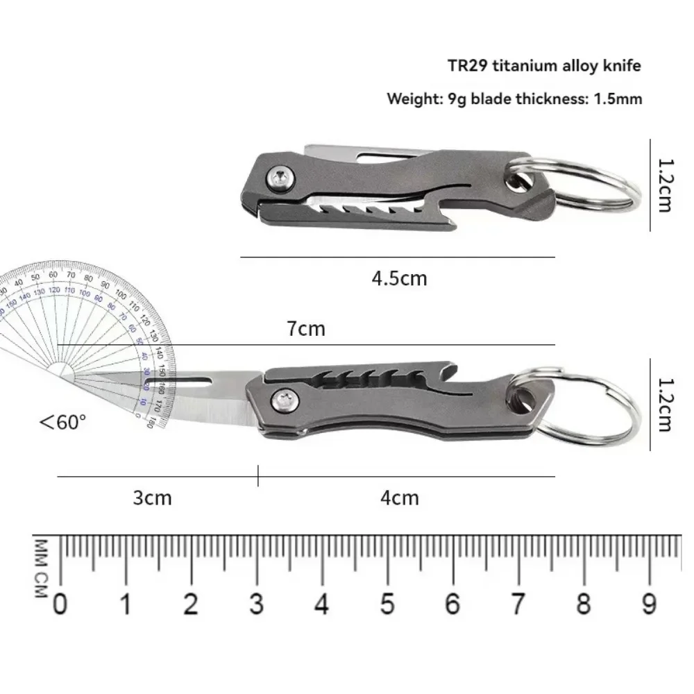 Mini Titanium Alloy Folding Knife D2 Steel Portable Keychain Pendant Knife Quick Disassembly Express Pocket Knife Gift EDC Tool