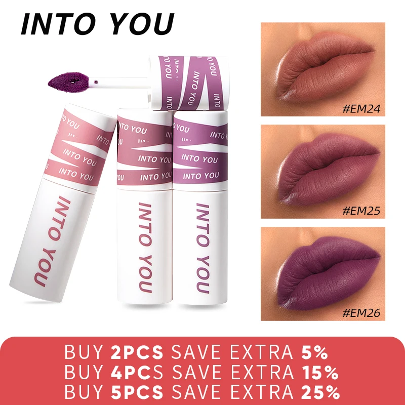 INTO YOU Lipstick For Women Matte Red Purple Lip Gloss Multi-purpose For Lip And Cheek Makeup Cosmetics 3 Colors