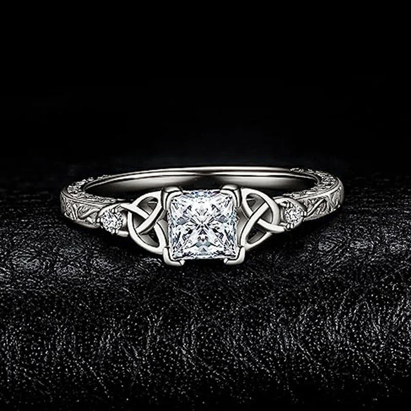 Huitan Nobel Princess Zirkonia-Ring für Frauen, bezauberndes Versprechen, Ehering, Schmuck, exquisites, vielseitiges Fingerzubehör