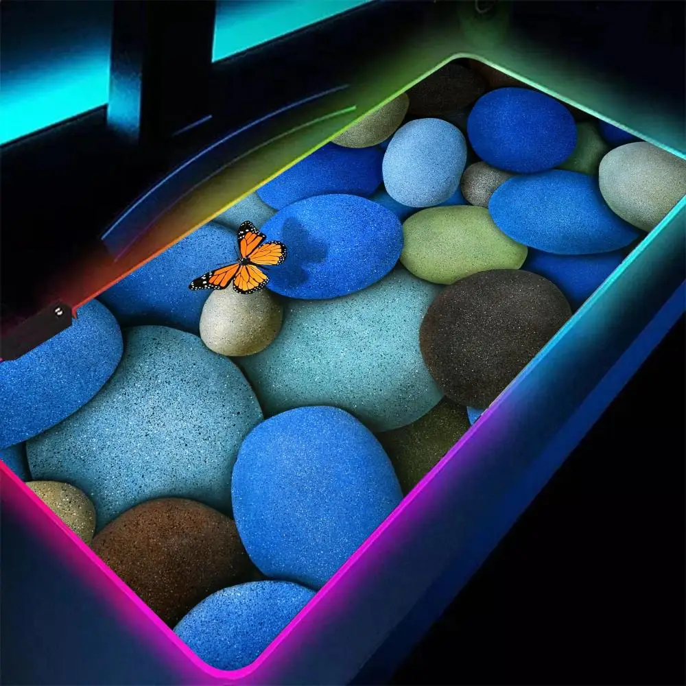 Tapis de souris papillon Nette Beautiful DegradTale, tapis de souris de jeu RVB média, tapis de souris PC, accessoires de joueur, grand tapis de souris lumineux LED