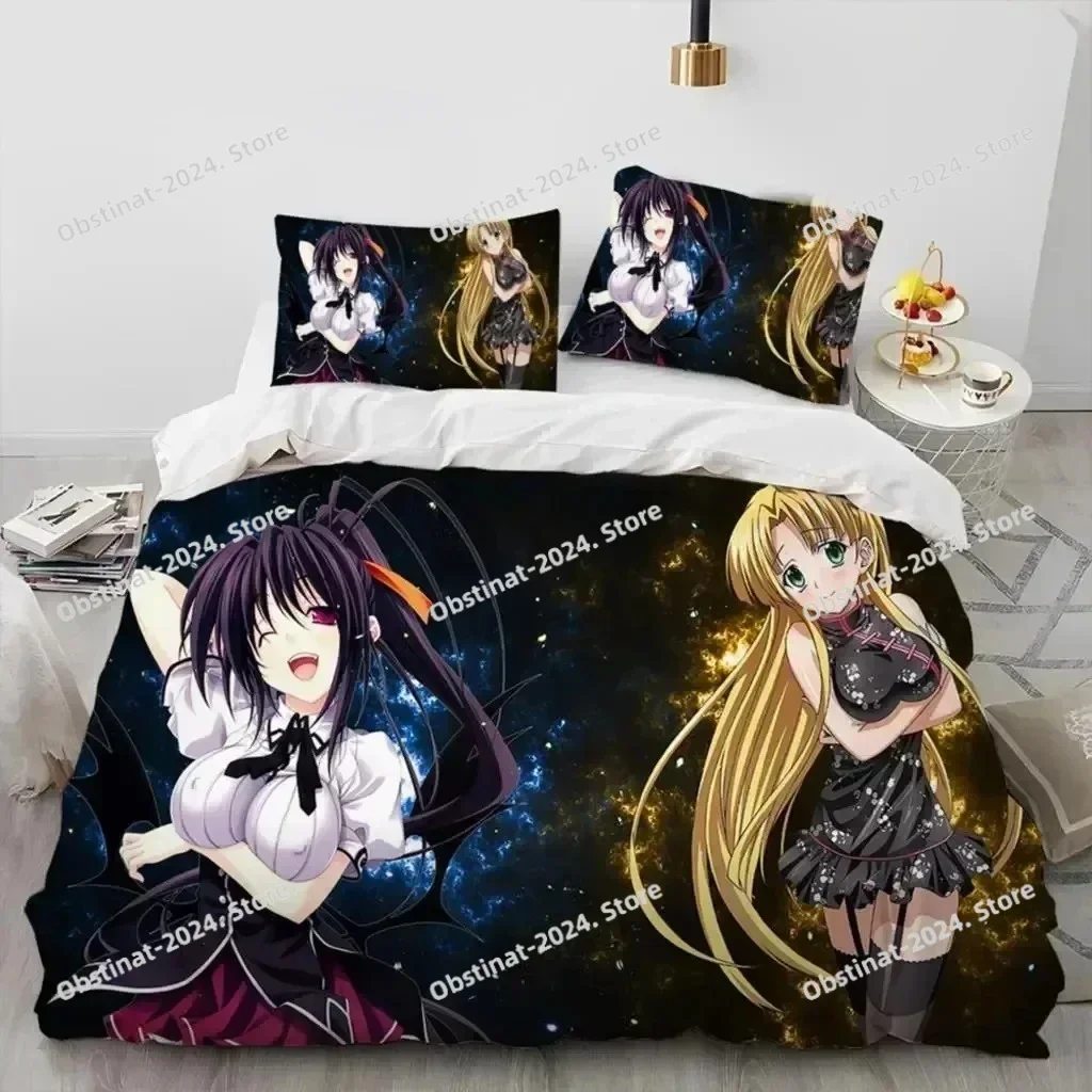 Anime High School DxD Sexy Rias Bedding Set Printed Set Duvet Cover Sheet Pillowcase Bed Full Quilt Cover Soft Queen King Size