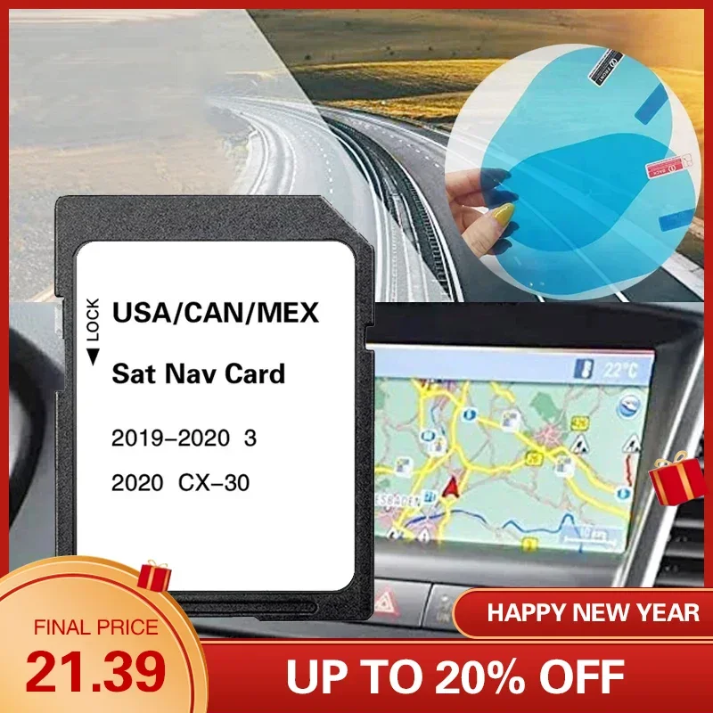 Navigation SD Card for Mazda 3 CX30 Car 8GB USA CAN MEX Maps Sat Navi GPS 7 or 8-inch Touch Screen Update Software 2022 Version