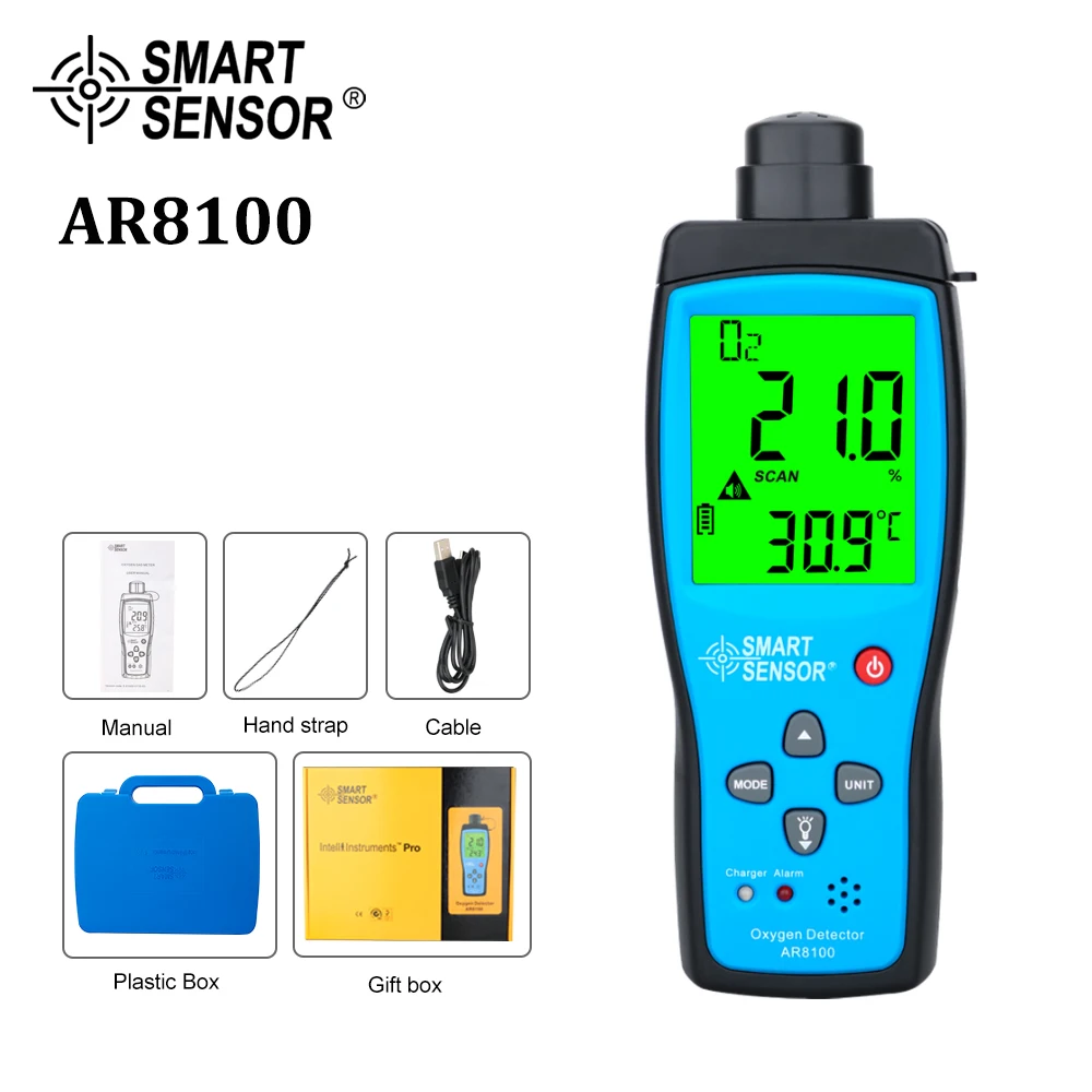 

Temperature Thermometer Alarm Gas Tester 0-30% Handheld Oxygen Meter Gas Analyzer O2 Detector Tester Indoor Air Quality Monitor