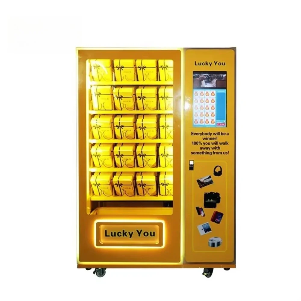 Mystery box game vending machines operated by coins and banknotes, custom lucky box vending machines for sale