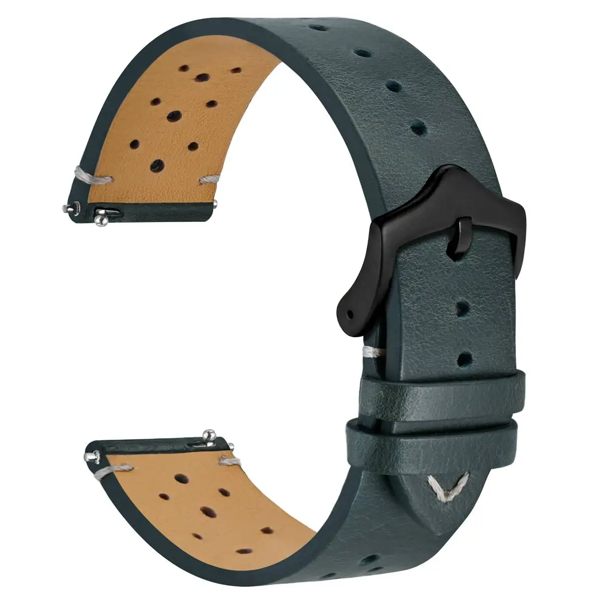 Correa De Reloj WOCCI Con Estampado Floral – Cuero Genuino, Liberación Rápida Y Hebilla De Acero Inoxidable