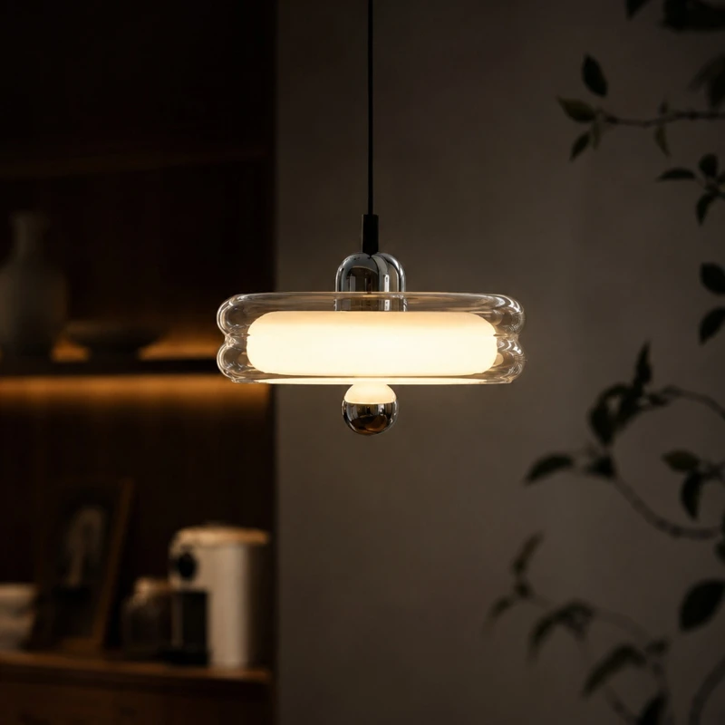 NEW Designer Electroplated Circular Pendant Lamp Bauhaus Minimalist Glass Pendant light Living Room Kitchen Bedroom Hanglamp LED