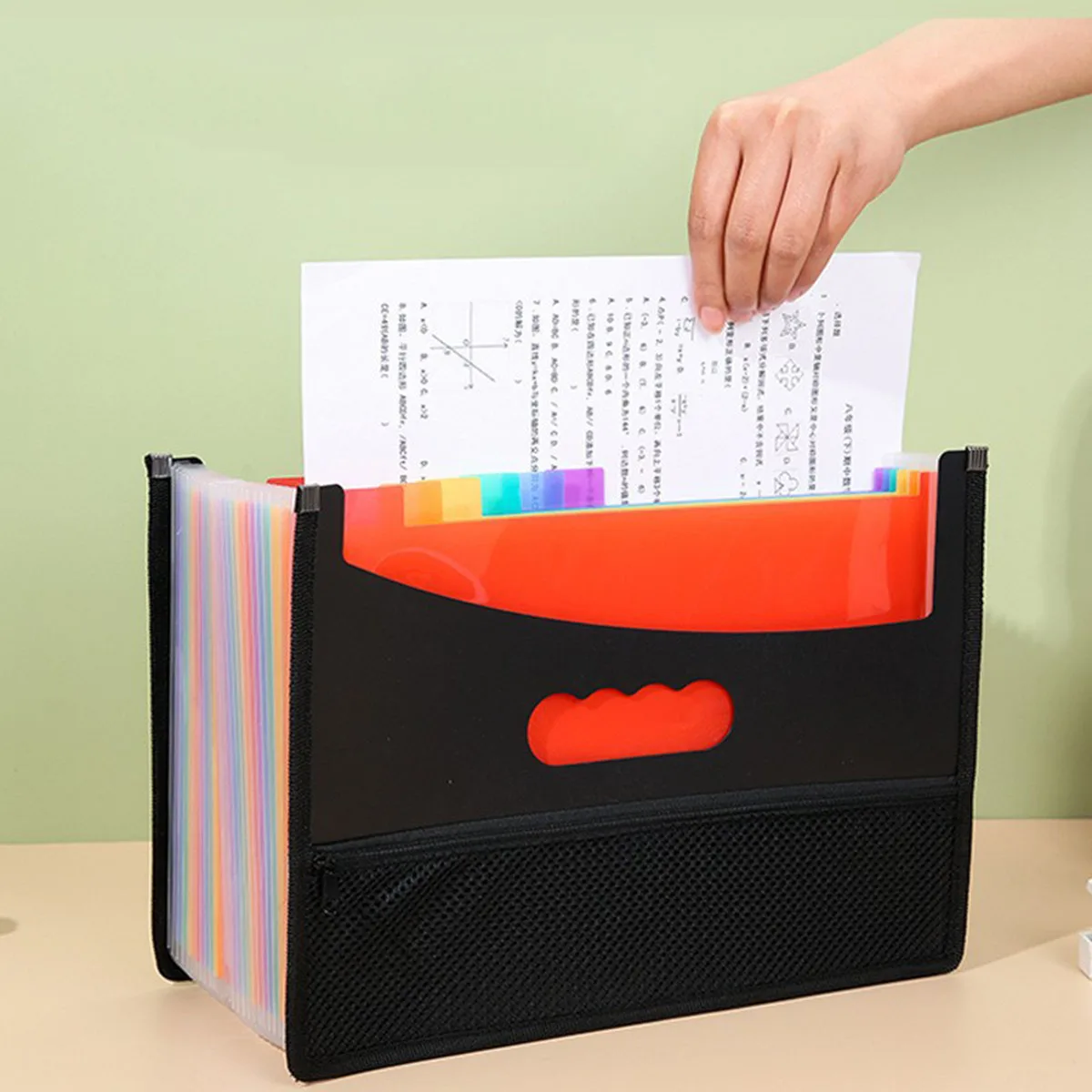 Expanding File Folder 12 Pockets A4 Size Filing Folder Organizer Large Capacity Portable AccordianFile Box for Classroom Office image 2