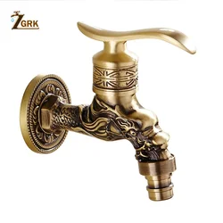 ZGRK-grifo Retro de latón tallado para montaje en pared, grifos decorativos para jardín al aire libre, fregona de lavadora, grifo de WC antiguo de lujo