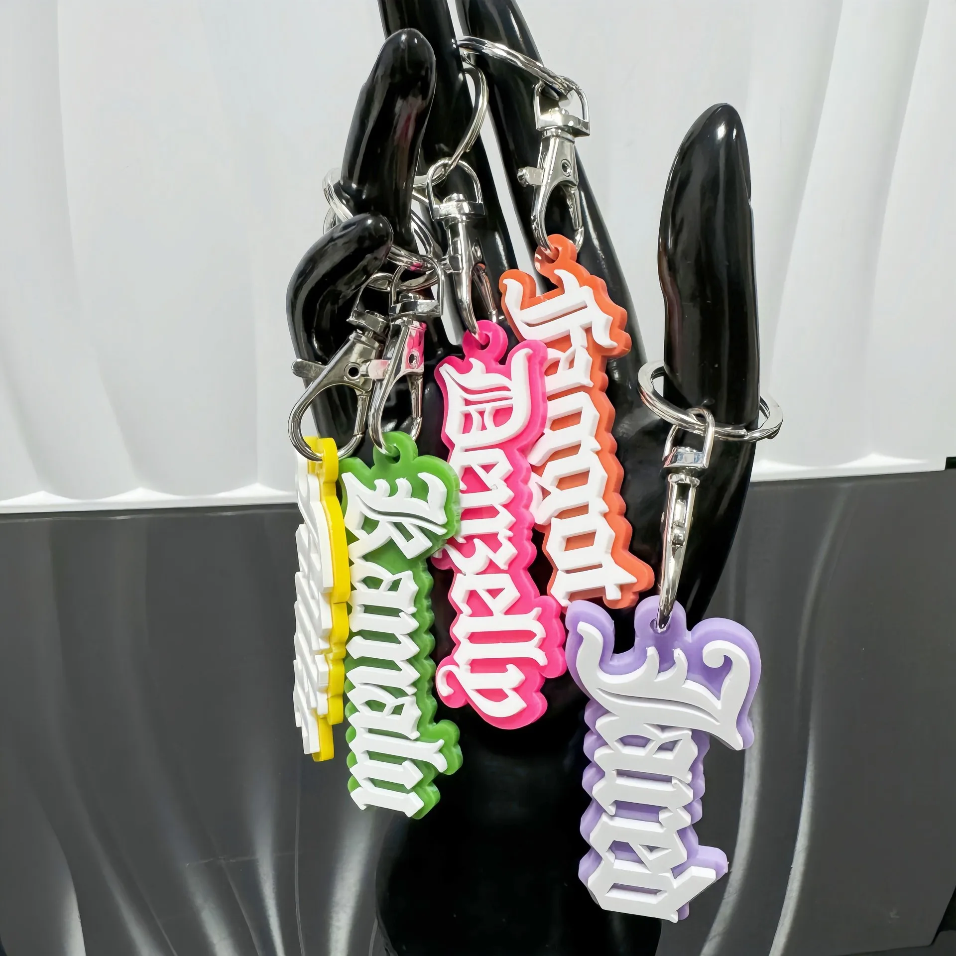 Acrylic Funny Font DIY Personalized Name Keychain llavero Label Tag Backpack Bag Charm 3D Nameplate Customized Keyring Gift