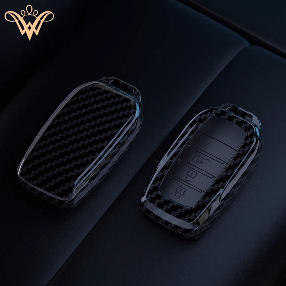 

New Carbon ABS Car Key Case Cover For Toyota CHR Hilux Fortuner Land Cruiser 200 Camry Corolla Crown RAV4 Highland