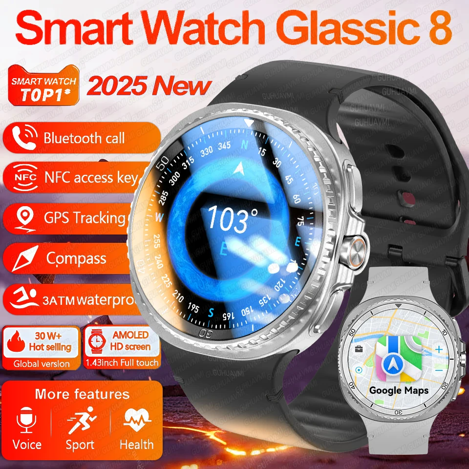 

2025 New Watch 8 Ultra Smart Watches Men BT Call 3D Video Display Sports GPS NFC Compass Blood oxygen Waterproof For Android iOS