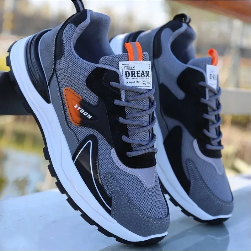 Men's Shoes New Fashion Sports Comfortable Breathable Casual Outdoor Mesh Sneakers Trending Lace-Up Thick Sole Casual Shoes