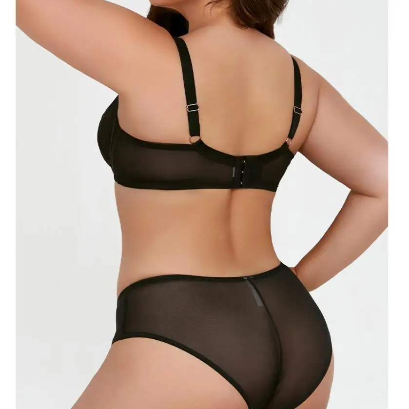 Women's Sexy Sheer Mesh Bra Set Breathable Ultra Thin Anti Sagging Design Comfortable Shaping Support 2 Colors 75-95 DEFGHI Cup