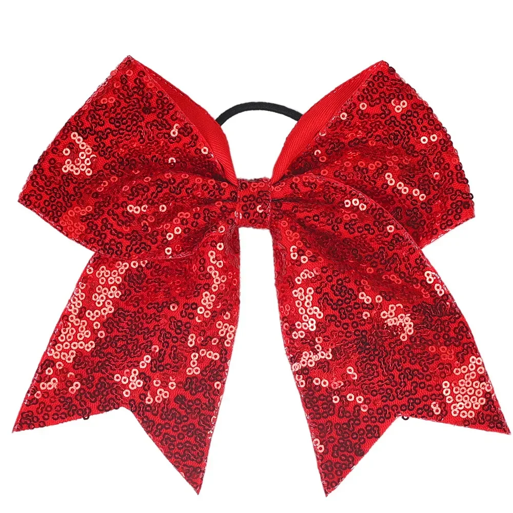 1szt Bling Glitter Sequins Pigtail Bows for Kids Large Sparkly Cheerleading Bowknot Ponytail Holder Girls Elastyczne opaski do włosów — zdjęcie 5