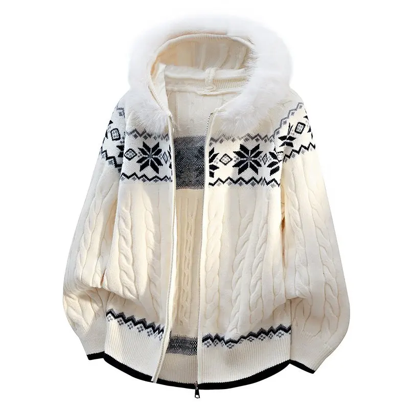 2025 Autumn/Winter New Men's Hooded Knitted Cardigan Sweater Coat Thickened Warm Quality Fabric Fashion Sweater Coat