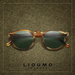 Lioumo retro polarisierte sonnenbrille männer runde rahmen vintage brille für frauen uv400 fahr brille oculos de sol masculino