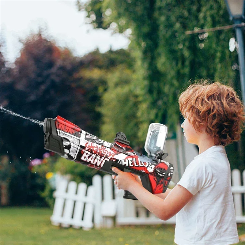 Pistola de água automática com LED para crianças, grande capacidade Spray Blaster, pistola de água, piscina de verão, brinquedos ao ar livre, KR