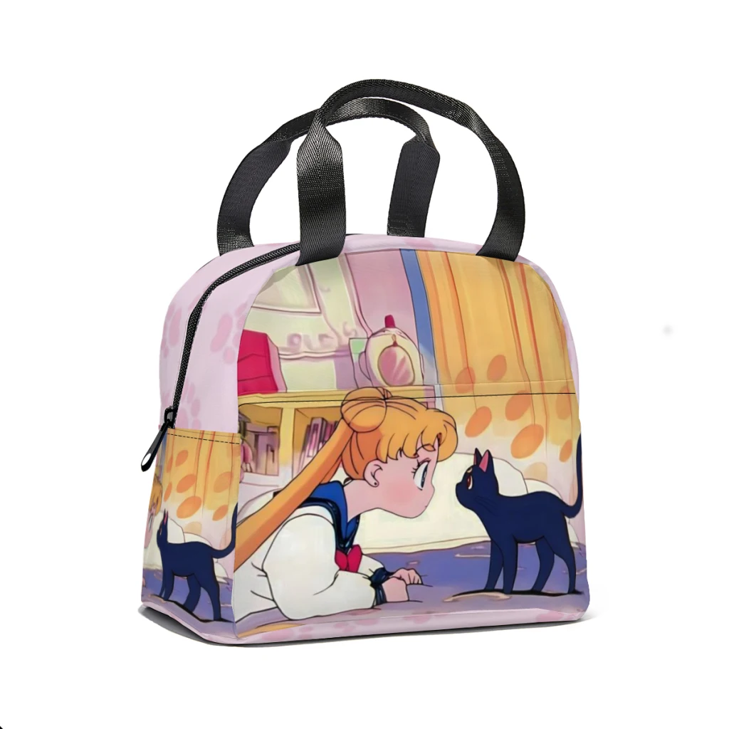 Girls-Sailor- Moon Lunch Box Women Multifunction Cooler Thermal Food Insulated Lunch Bag Kids Portable Picnic Tote Bags