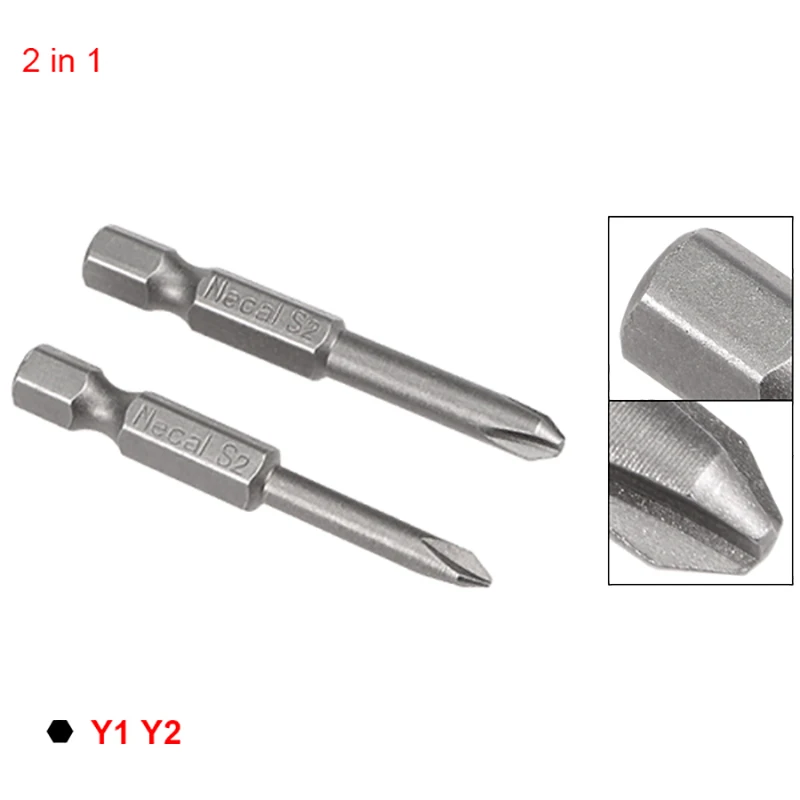2pcs 1/4 인치 육각 생크 Y 유형 드라이버 키트 Y1 Y2 마그네틱 헤드 스크류 드라이버 비트 S2 스틸 스크루 드라이버 세트