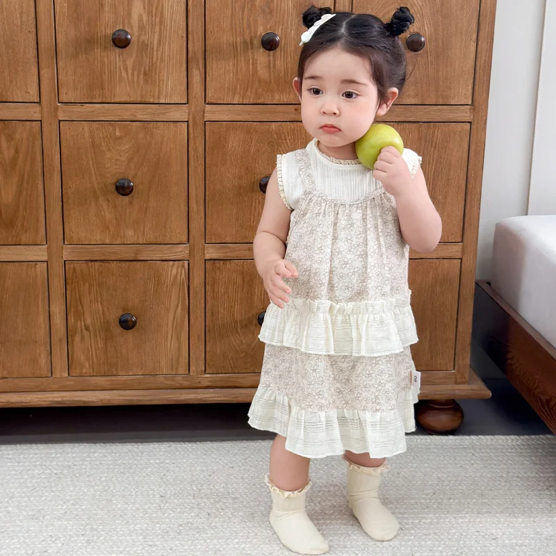 New Summer Romper for Baby Girls2026Sweet floral lace dress for young girls, suitable for going out