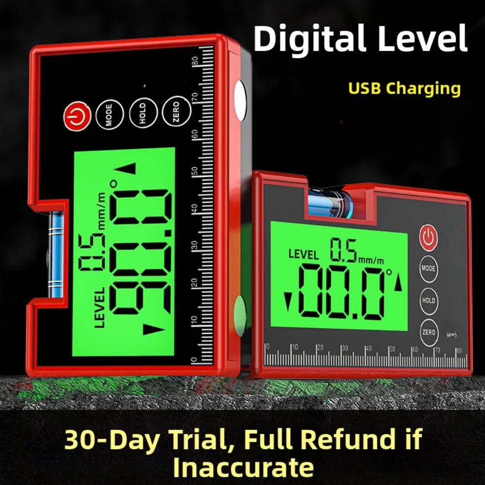 For Mini Portable Digital Level with Magnet Base for Metal Surfaces Large Readable Display Dual Measurement Modes