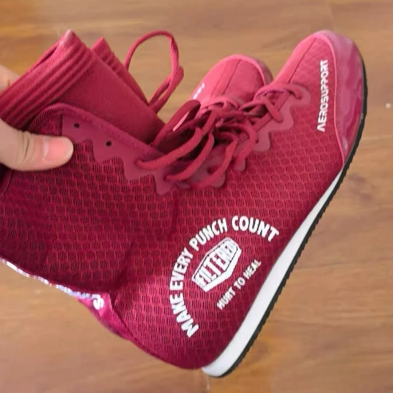 

2026 Professional Wrestling Shoes For Men Women Black Red Boxing Shoes Big Boy Fighting Boots Competition Sport Gym Shoe