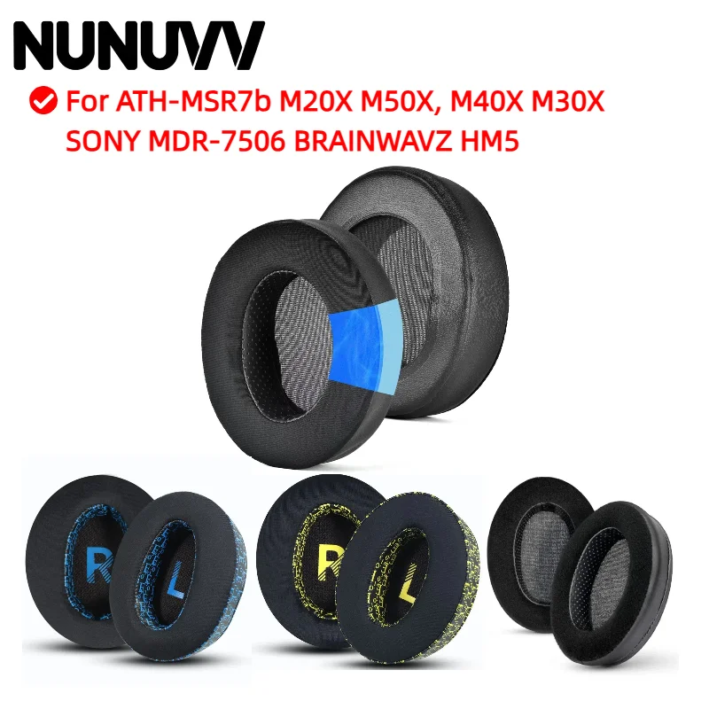 

NUNUVV Replacement Printed ice silk fabric Ear Pad for ATH-MSR7b M20X M50X, M40X M30X SONY MDR-7506 BRAINWAVZ HM5 Headphones