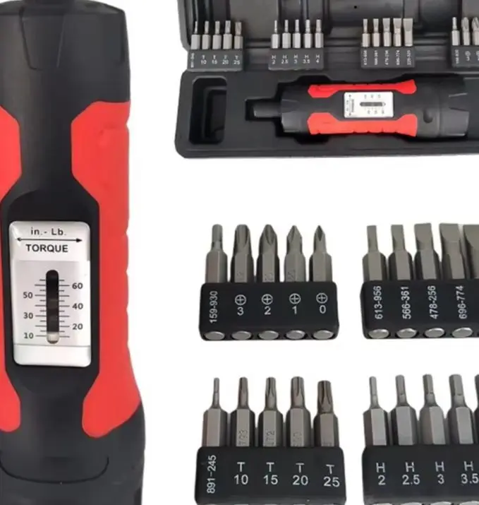 Manual Preset Torque Driver Screwdriver 1/4 Inch Drive Carbon Steel Non-Slip Handle 10-65 In.lb For Electrical Mechanical Assemb