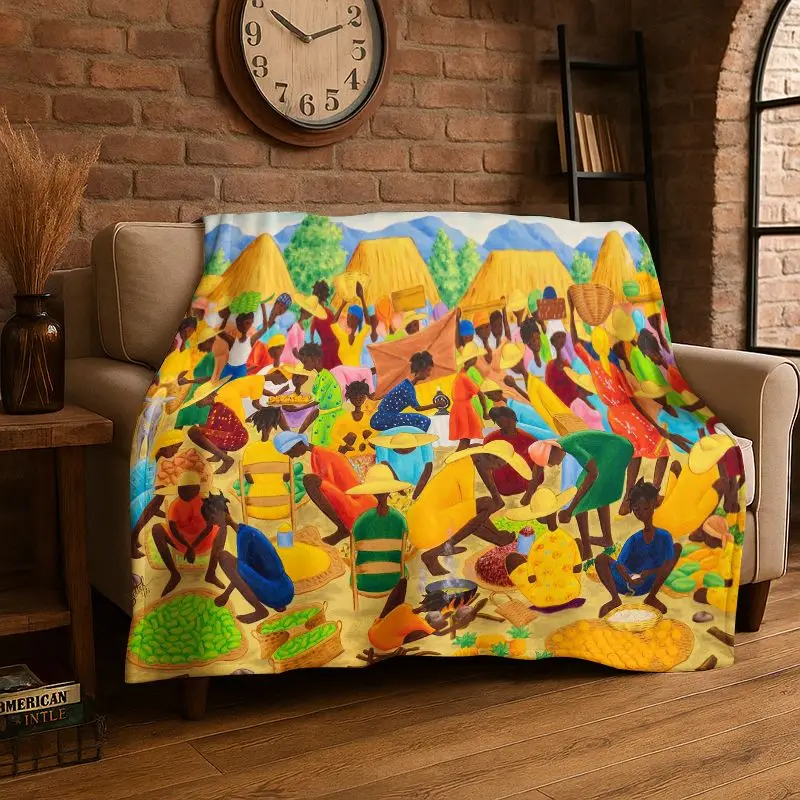 Africa Ethiopian Art Tradition Custom Flannel Blanket Soft Throw Blanket for Bedroom Living Room Bed Travel Camping Picnic Cover