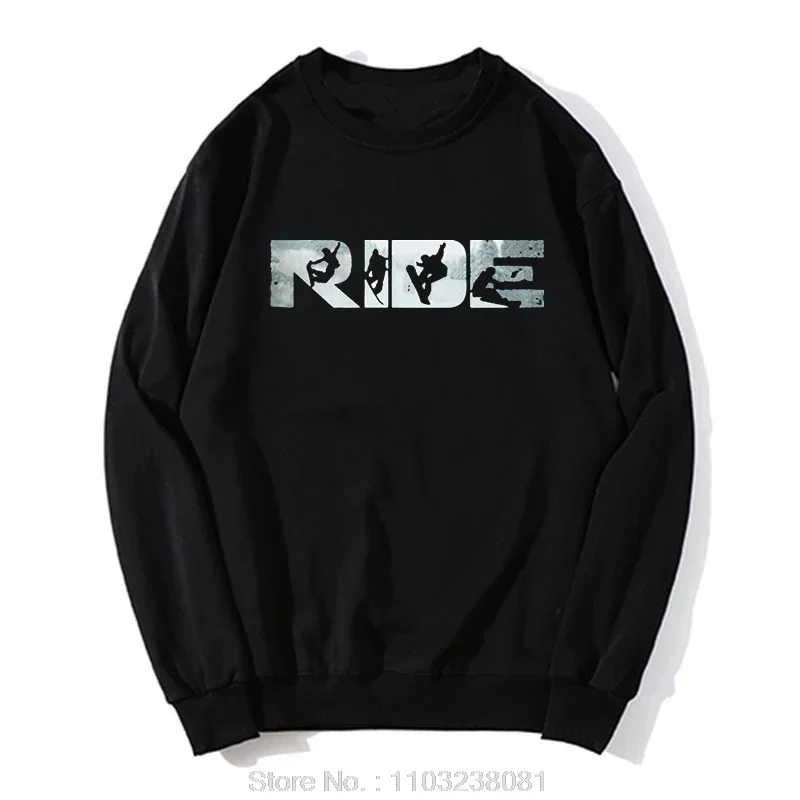 Ride Snowboard Funny Snowboarding Lover Hoodie Casual Fitness Sweatshirt Cotton Tops Men's Clothing Oversized Unisex Streetwear