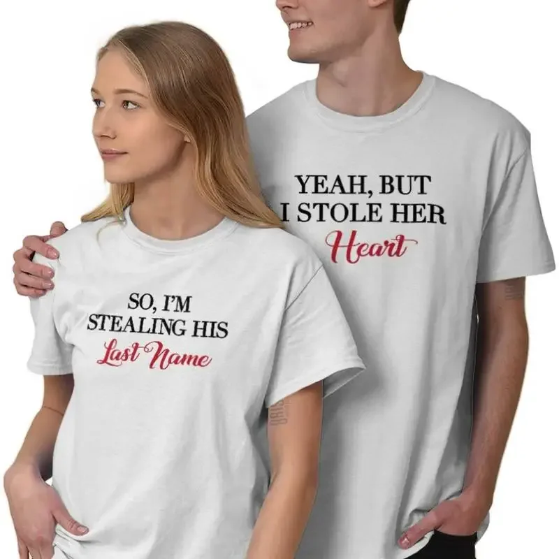 Fiance Boyfriend Girlfriend Engaged Couple Mens Casual Crewneck T Shirt