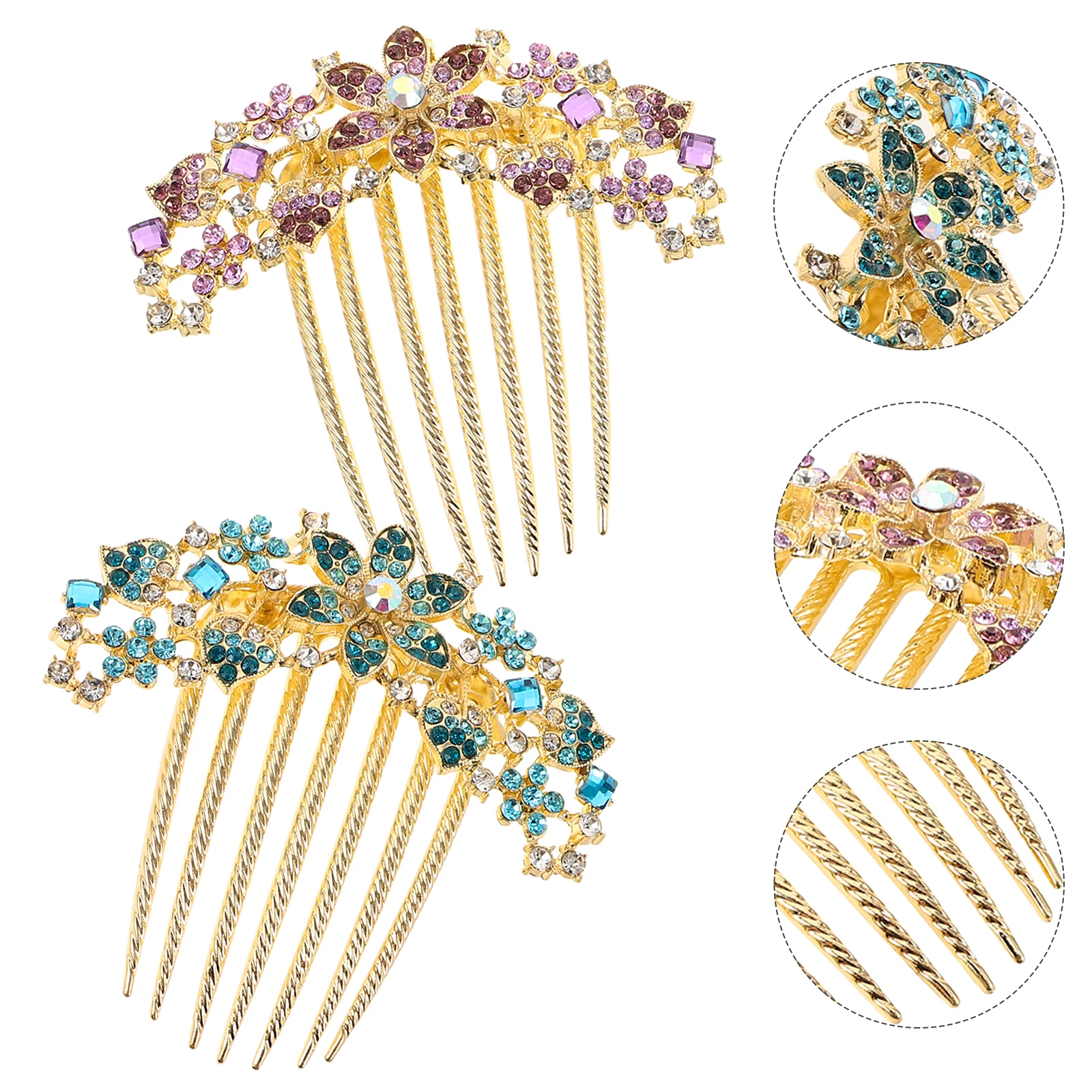 

2 Pcs Bridal Hair Accessories Bling Slide Combs Aldult Women Wedding Bridesmaid