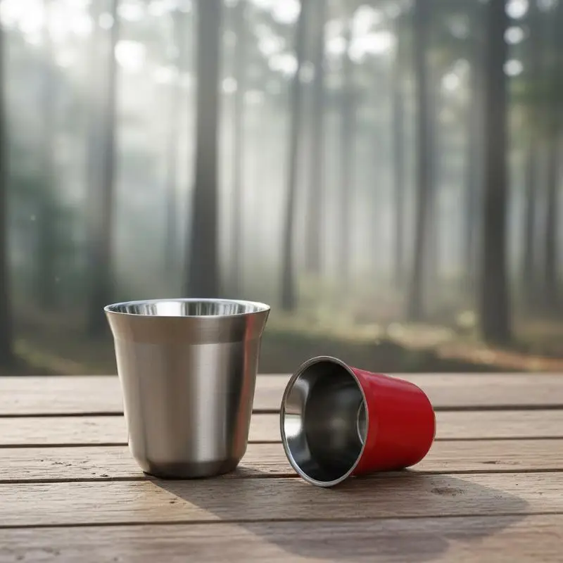 80/160ml Stainless Steel Espresso Coffee Cup Portable Double Layer Office Tea Drinks Mug Cup Mini Whisky Wine Cup