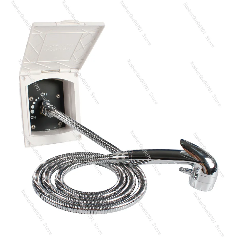 RV Exterior Quick-Connect Sprayer Kit with White Shower Box & Black Water Inlet Cover