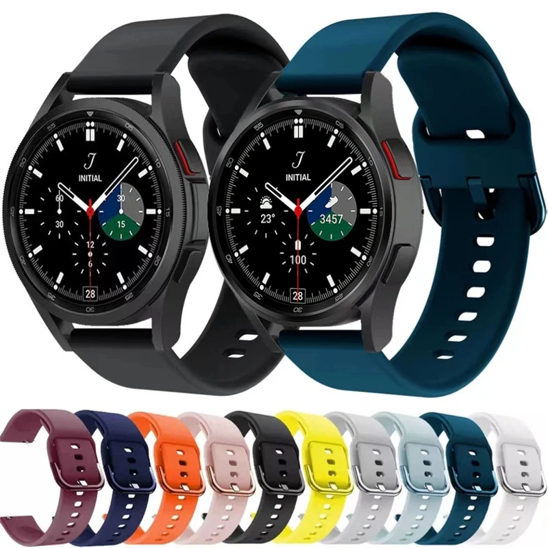 22mm 20mm Silicone Strap For Samsung Galaxy Watch 6 5 4 Classic/Amazfit Bip/GTS For Huawei Watch 4/3/GT4-3 Pro Belt Color Buckle