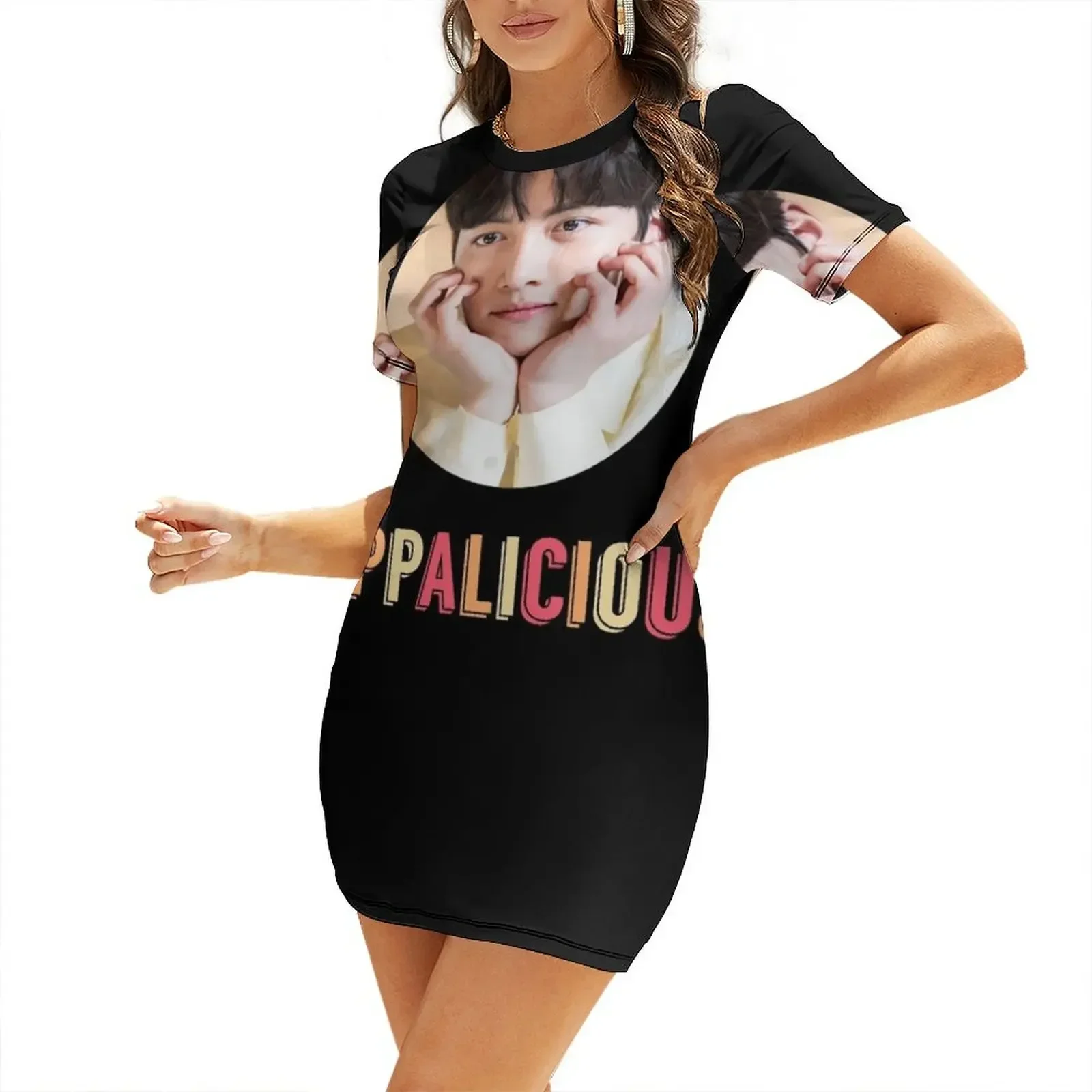 

Oppalicious Smiling Ji Chang Wook. Kdrama merch, Oppa Wookie design. . Short-Sleeved Dress Woman dresses