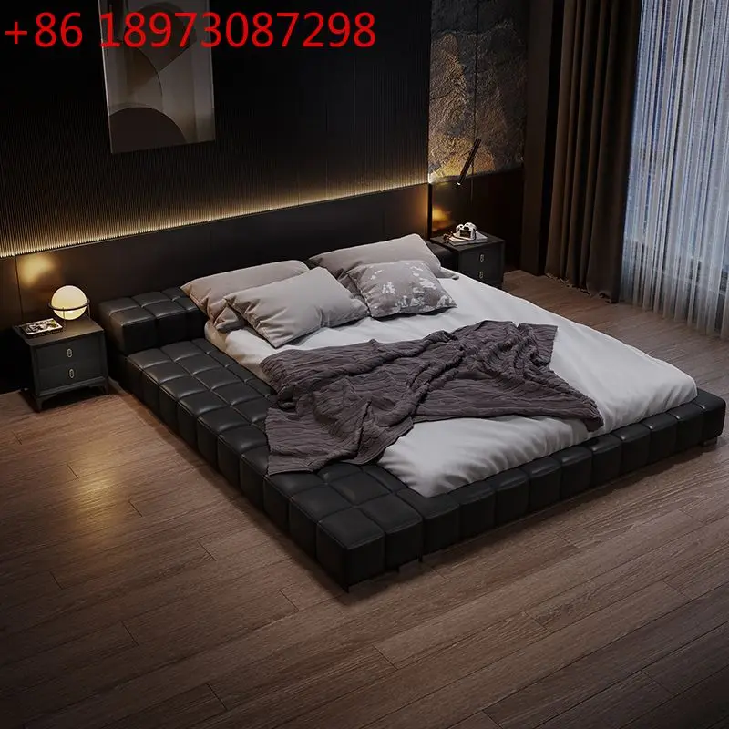 

Итальянская светлая роскошная кожаная татами, современная простая кровать для главной спальни