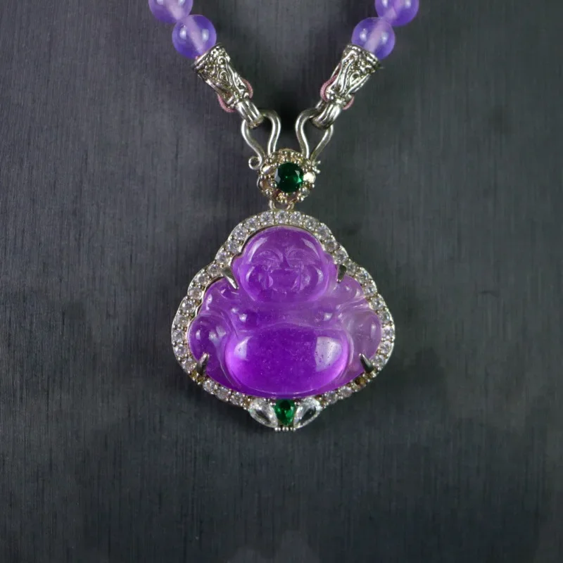 

Natural High Ice Fashion Purple Buddha Gong Pendant, Classic Fashion Necklace Jewelry