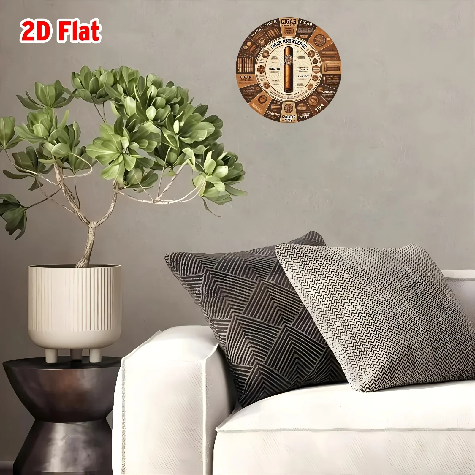 2D Flat - Vintage Cigar Knowledge Infographic Round Aluminum Wall Art Sign - Gentleman'S Club Style Decor Shapes, Wraps, and Smo view 5