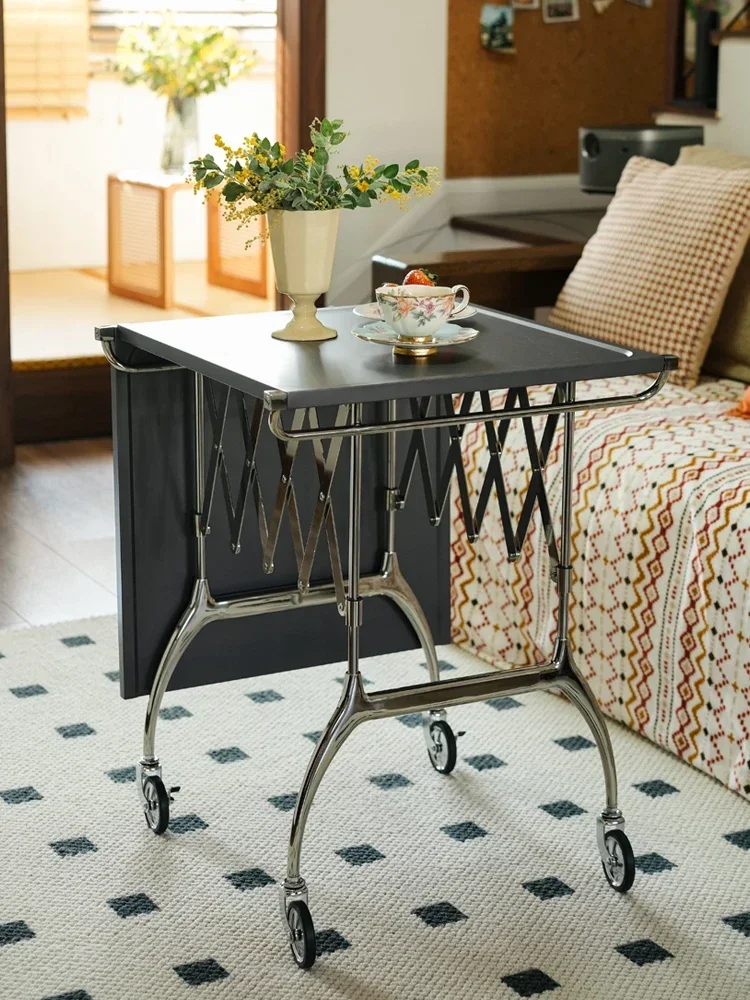 Stainless steel trolley, organ, folding table, multifunctional dining cart, mobile storage, shelf sofa