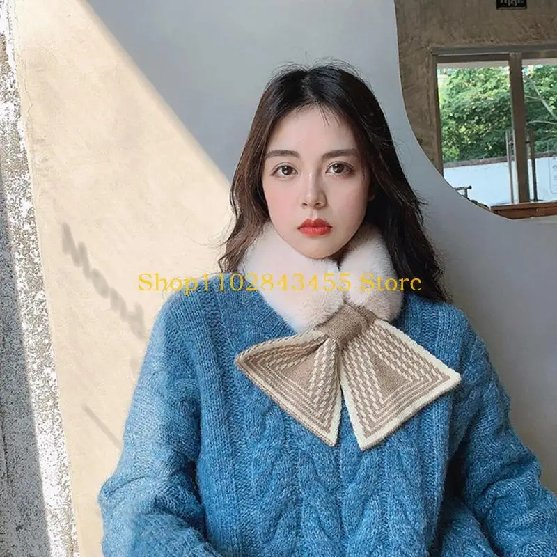 49MC فرو الأرنب الصناعي طوق أفخم طوق الرقبة أدفأ الشتاء شال التفاف الفتيات التفاف