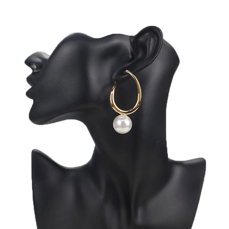 

Irregular Metal Earrings for Women Girls Fashion Twisted Circle Pearl Female Dangle Drop Geometric Statement Earrings