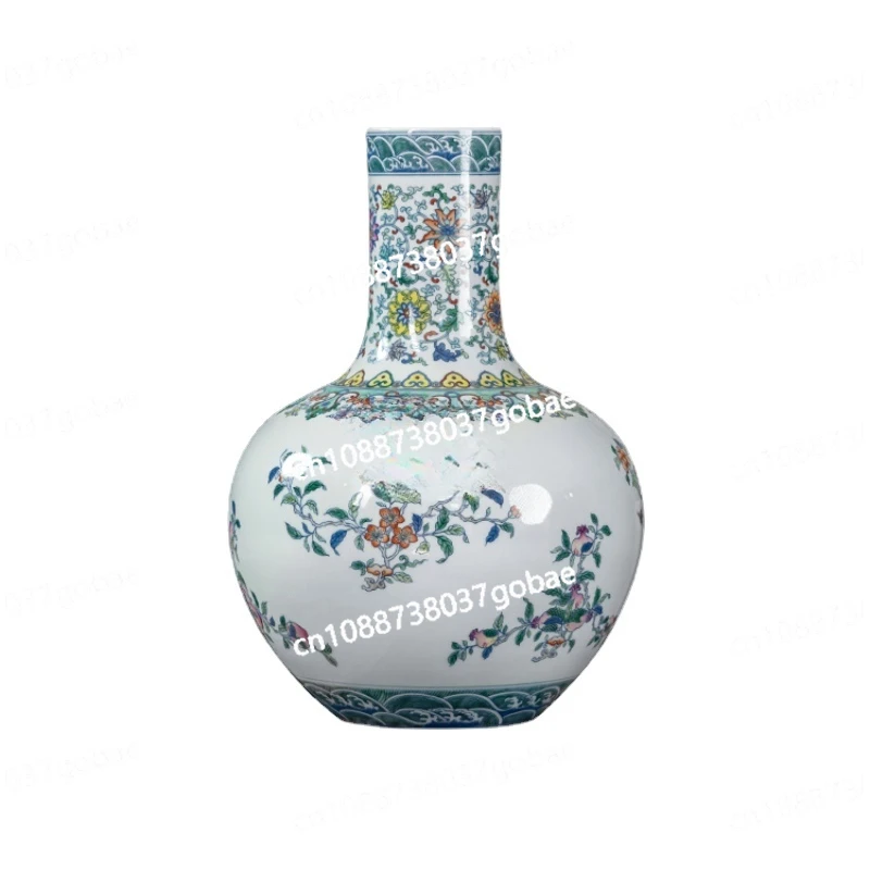 L'm'm Vintage Porcelain Bottle Chinese Style More than Three Celestial Globe Vase Living Room Wine Cabinet Porcelain Decoration