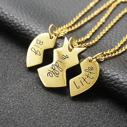Graduation Season Three Friends Puzzle Heart Shaped Pendant Pendant Brother Sisters Stainless Steel Necklace