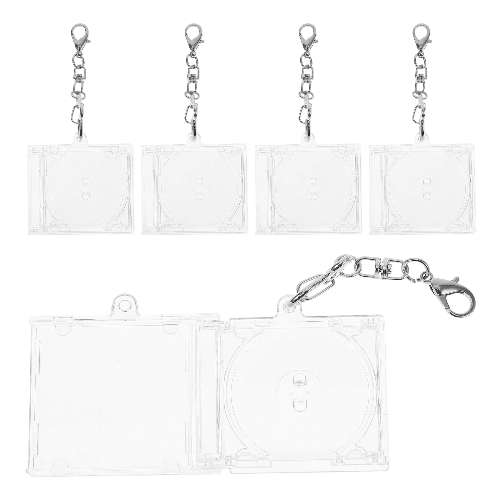 

5 Pcs Mini Album Shell Cd Keychain Blank Dvd Cases Backpack Holder Collection Charm Pendant