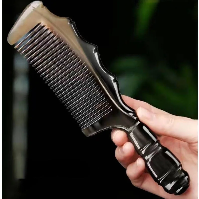 

Natural Horn Comb Handmade Ox Horn Comb Detangler Anti-static Fine Tooth Massage Scalp Bamboo Shape Hair Combs