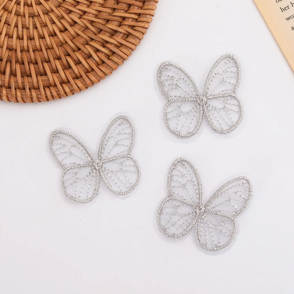 100 pçs 4.5cm bordado rendas borboleta apliques 3d sonhador simulação malha borboleta remendo diy artesanal chiffon borboleta