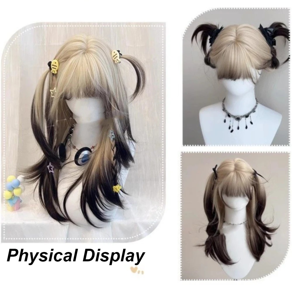 شعر مستعار تأثيري مع الانفجارات التدرج اللون طويل مستقيم شعر مستعار طبيعة أنيمي المتناثرة نمط شعر مستعار اصطناعي للارتداء اليومي هالوين