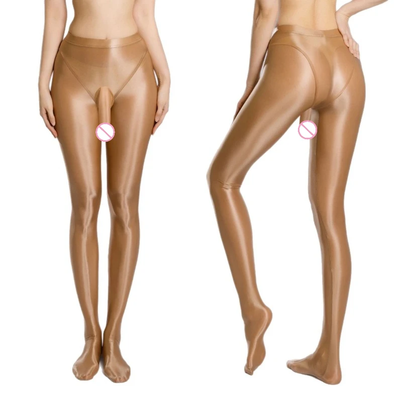 Men Sexy Stockings Bullet Separation Elephant Nose Pantyhose High Elastic Large Size Oil Shiny Silky Leggings Yoga Pants